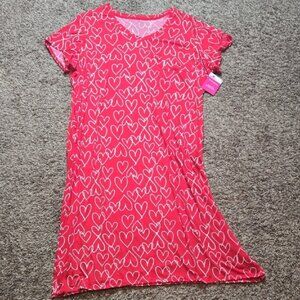 3X 22W - 24W Plus Size Chemise Hearts Nightgown Sleep Shirt Top Pockets